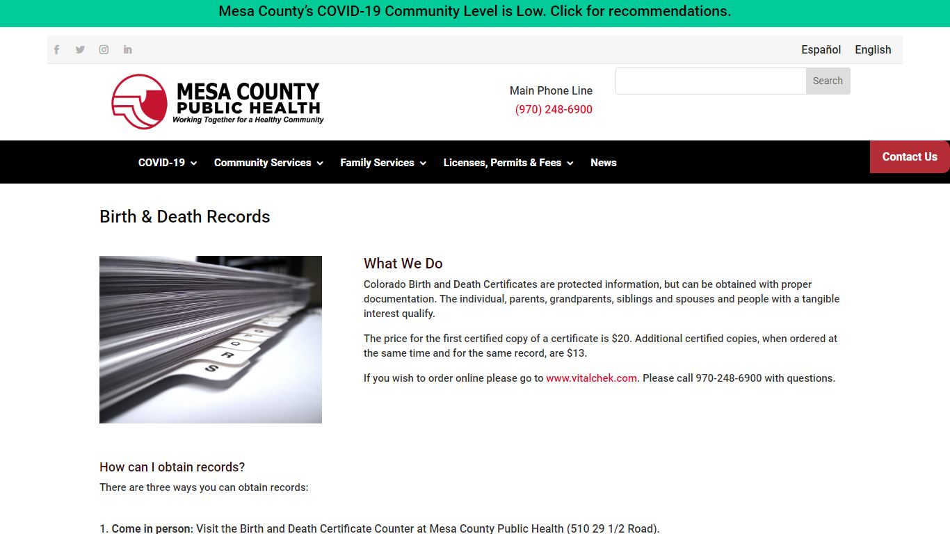 Birth & Death Records | Mesa County Public Health